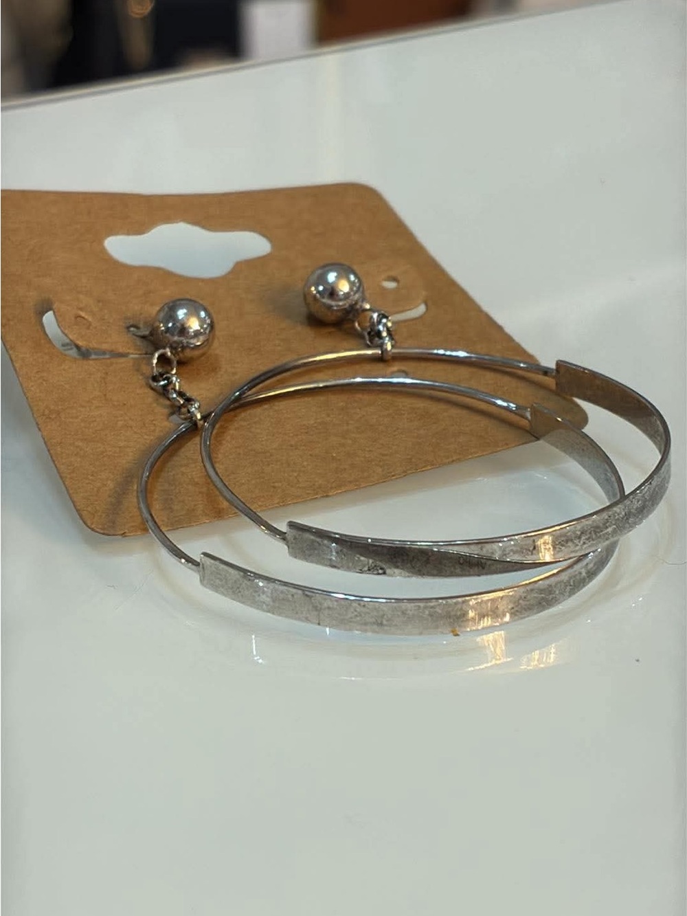 Silver Hoop Dangle Earrings